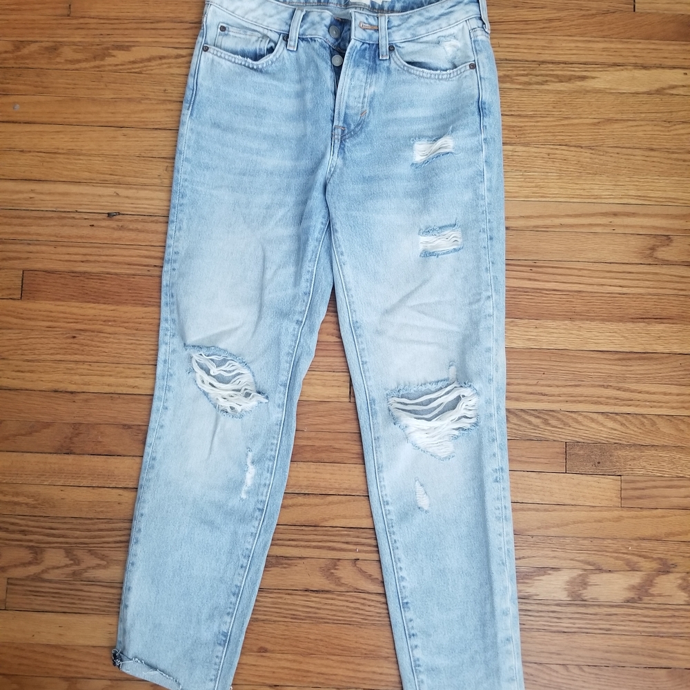 H&M Light Blue Distressed Boyfriend Jeans